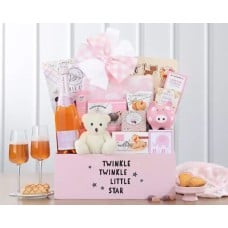 Baby Girl Sparkling Wine Basket