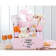 Baby Girl Sparkling Wine Basket