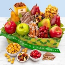 Happy Holidays Orchard Delight Fruit and Gourmet Basket