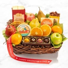 Happy Valentines Day Deluxe Fruit Basket