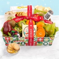Deluxe Christmas Fruit & Cheese Gift Basket