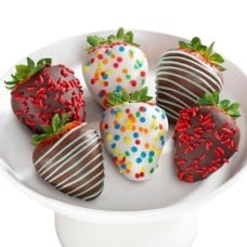 Happy Birthday Chocolate Dipped Strawberries - 6 Berries