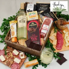 Mangia Con Gusto Italian White Wine & Antipasto Gift Box - Thank You