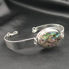 Artist-Crafted Sterling Silver & Iridescent Paua Shell Bracelet