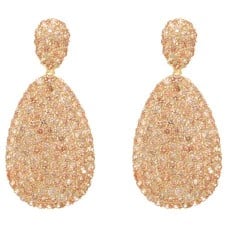 Gold Plated Vermeil Sterling Silver White CZ Dangle Earrings