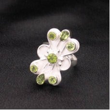 Artist-Crafted Sterling Silver Cocktail Ring ~ Green Peridot