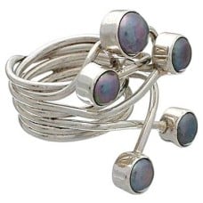 Artist-Crafted Sterling Silver & Iridescent Pearl Boho Ring