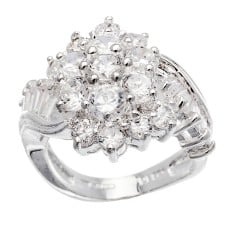 Sterling Silver & Faceted White CZ Stone Cocktail Ring ~ Smalls