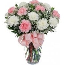 Pink And White Carnations Vase