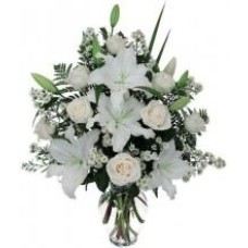 White Roses And Lilies Vase