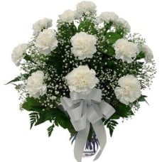 12 White Carnations Vase