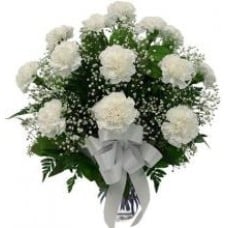 12 White Carnations Vase
