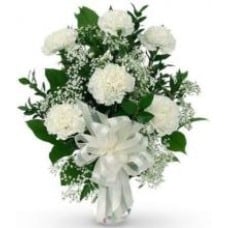 6 White Carnations Vase