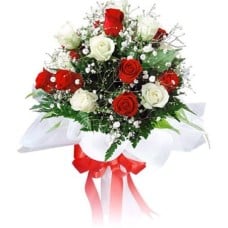 12 Red And White Roses Bouquet