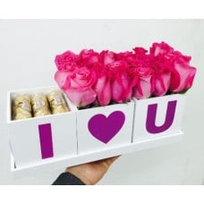 I Love You Tray Arrangement With 16 Ferrero Rocher Free