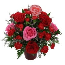 Roses And Carnations Vase