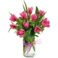 10 Pink Tulips Vase