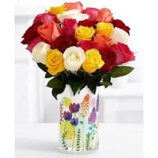 24 Mixed Roses Vase