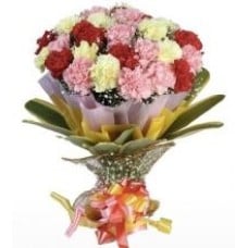 18 Mixed Carnations In A Bouquet