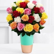 24 Mixed Roses Vase