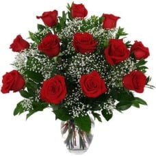 12 Red Roses Vase Arrangement
