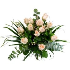 12 Peach Roses Basket