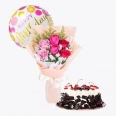 6 Roses 1/2kg Cake and Balloon