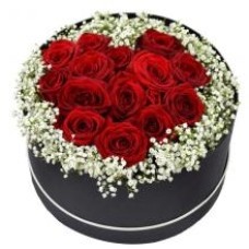 Round Box Of 12 Red Roses
