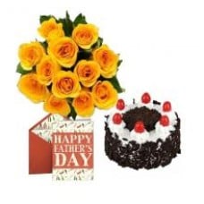 Yellow Roses Bouquet With Cake