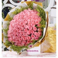 Exquisite 100 Pink Rose Bouquet to Macau