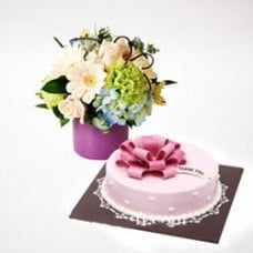 Thank-you Cake and Flower Combo to South Korea-Style 1