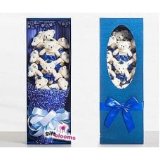 Teddy Bear Bouquet to South Korea-Blue