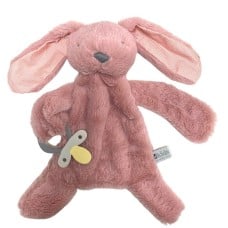 Bunny Baby Comforter with Dummy Holder in Blush Pink by ES Kids