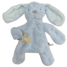 Bunny Baby Comforter with Dummy Holder by ES Kids Blue