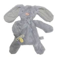 Bunny Baby Comforter with Dummy Holder Grey by ES Kids Unisex
