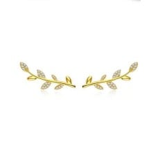 Serene Leaf Gold Stud Earrings