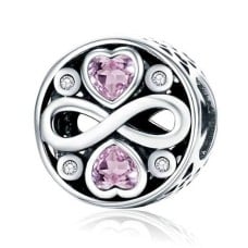 Infinity Pink Heart Charm