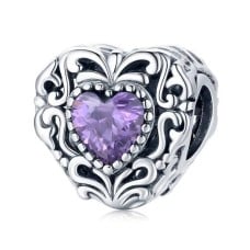 Filigree Purple Heart Charm
