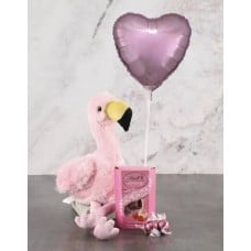 Flamingo Plush And Pink Balloon Hamper (Wine)