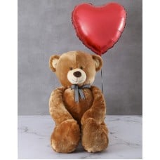 1M Large Plush Teddy And Heart Balloon