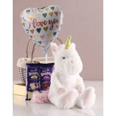 Unicorn Chocolate Basket With Balloon