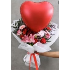 Cupids Arrow Mixed Bouquet And Balloon