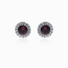 Crusted Rounds Silver Crystal Earrings