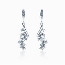 Dangling Twinklers Silver Crystal Earrings - Crystal
