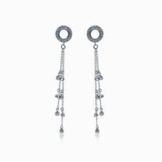 Ringtail Silver Crystal Earrings - Crystal
