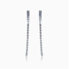 Rocktail Silver Crystal Earrings - Crystal