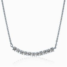 Bentbar Silver Crystal Necklace - Crystal