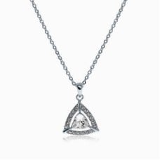 Triangra Silver Crystal Necklace - Crystal