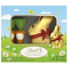 Lindt GOLD BUNNY Milk Chocolate & Milk Chocolate with Hazelnut Carrot Sticks (5.4 oz)
