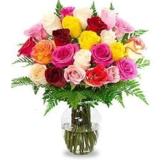 TWO DOZEN ASSORTED ROSES